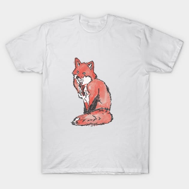 watercolour Fox T-Shirt by catmilchard